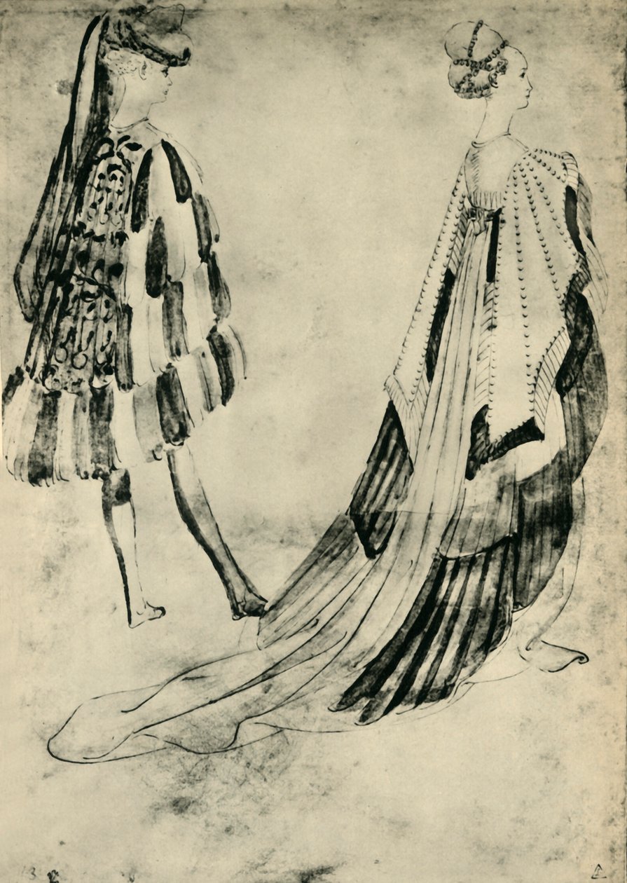 Gentleman and Lady in Court Costume, c1420-1455, 1943. af Antonio Pisanello