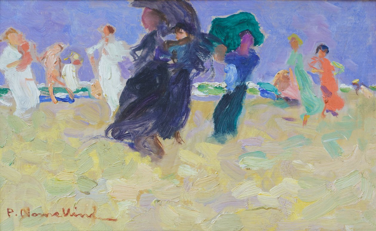Morgen på havet, ca. 1920 (olie på panel) af Plinio Nomellini