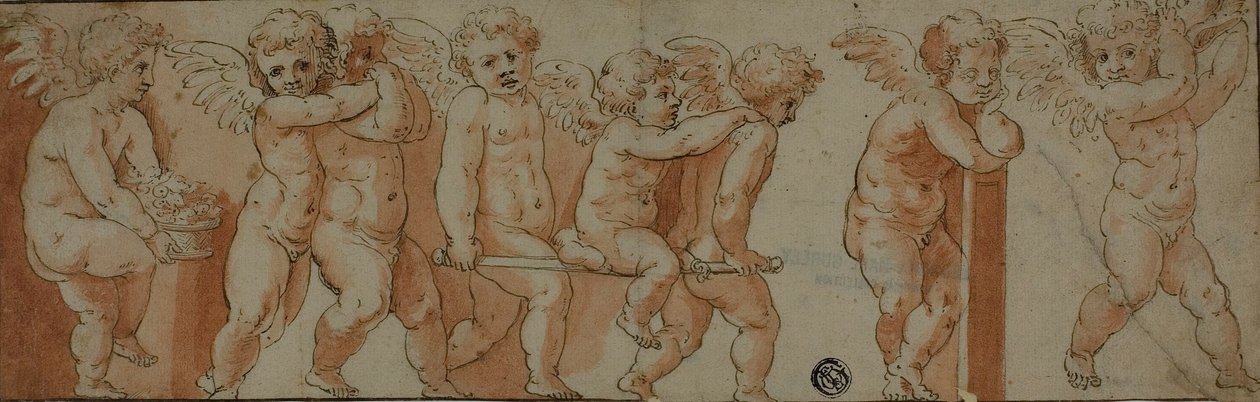Frise med otte putti af Polidoro da Caravaggio
