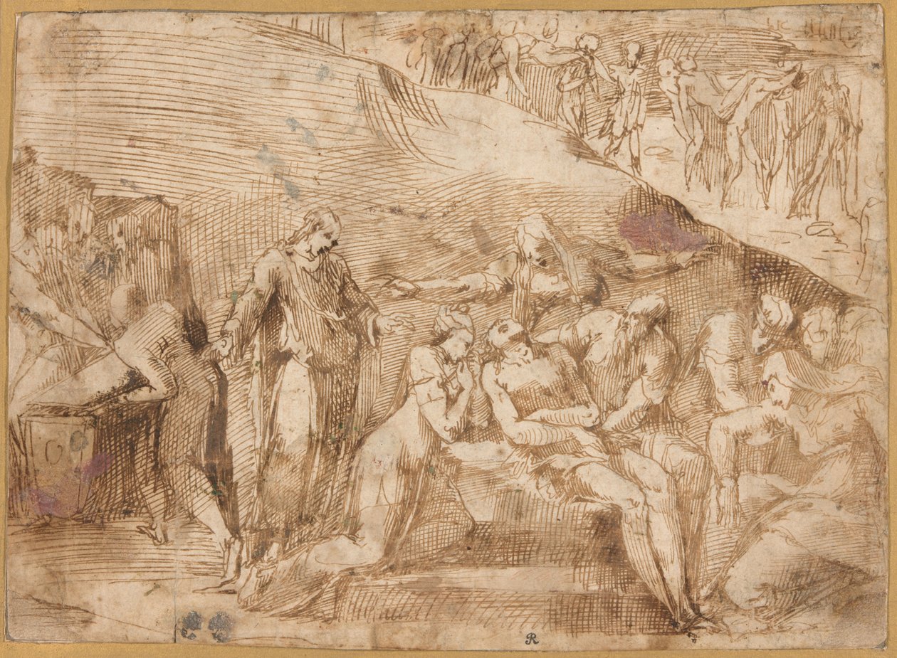 Kristi klagesang (recto og verso) af Polidoro da Caravaggio