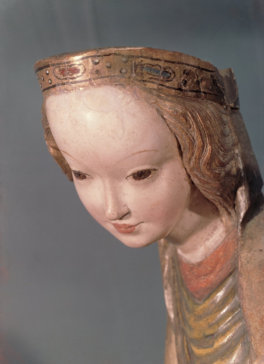 Jomfru og barn, detalje af Jomfruens hoved, ca. 1400 af Polish School