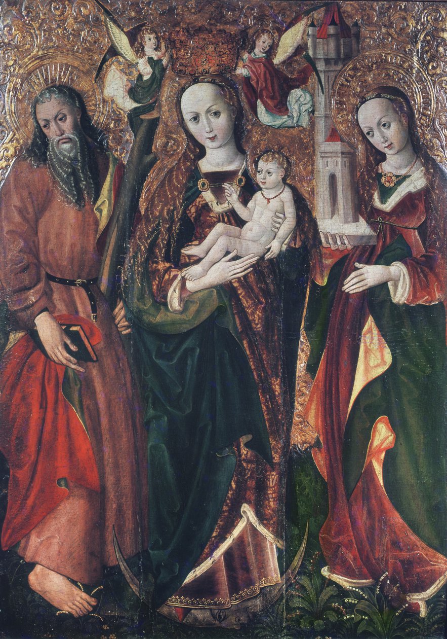 Jomfru og barn med de hellige Andreas og Barbara, ca. 1510 af Polish School