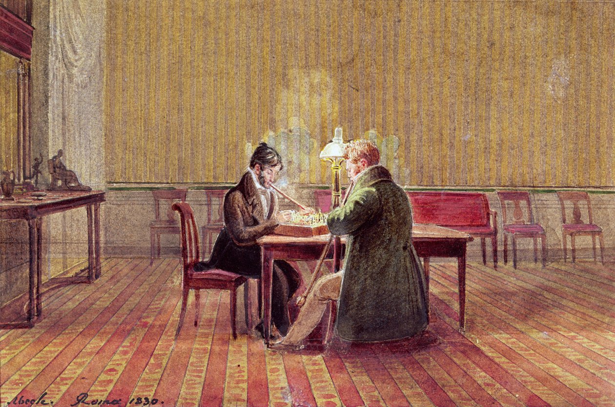Adam Bernard Mickiewicz (1798-1855) spiller skak med en ven, 1830 af Polish School