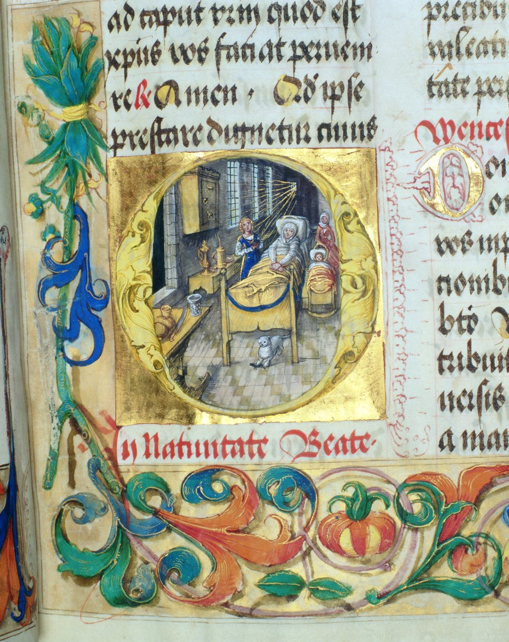 Jomfru Marias fødsel fra biskoppen Erasmus Cioleks pavelige kirke, ca. 1510 (tempera & guld på pergament) af Polish School