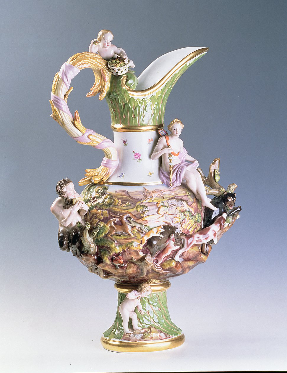 Dekorativ kande, der repræsenterer jorden, fremstillet i Misnia, ca. 1860-80 (porcelæn) af Polish School