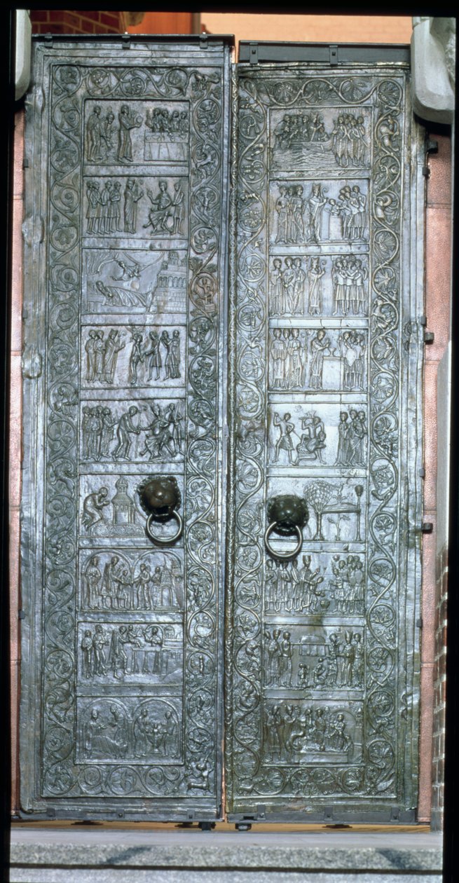 Døre, der viser scener fra St. Adalberts liv (939-97) (bronze) af Polish School