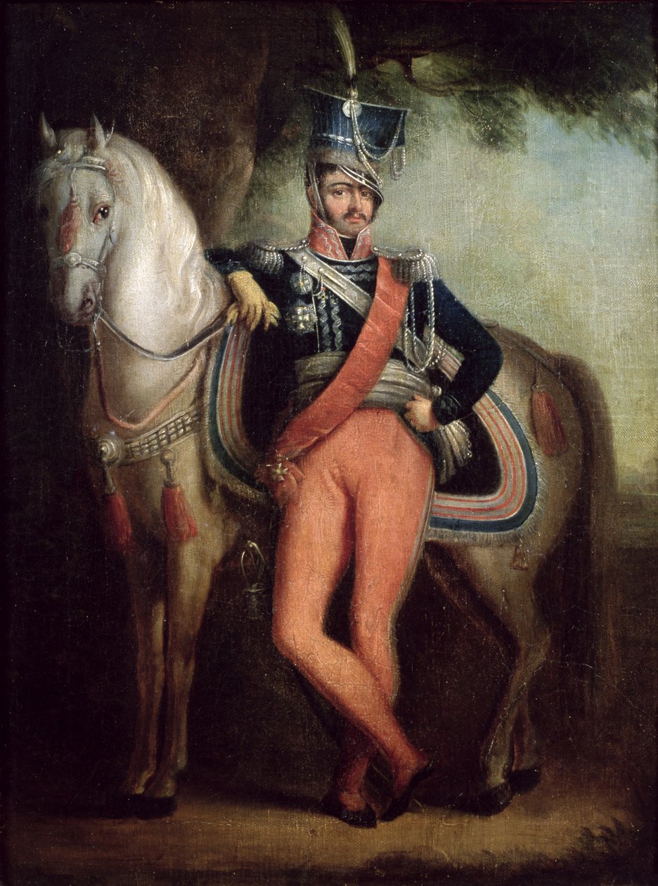 Prins Josef Anton Poniatowski (1763-1813) ved sin hest, ca. 1800-13 af Polish School