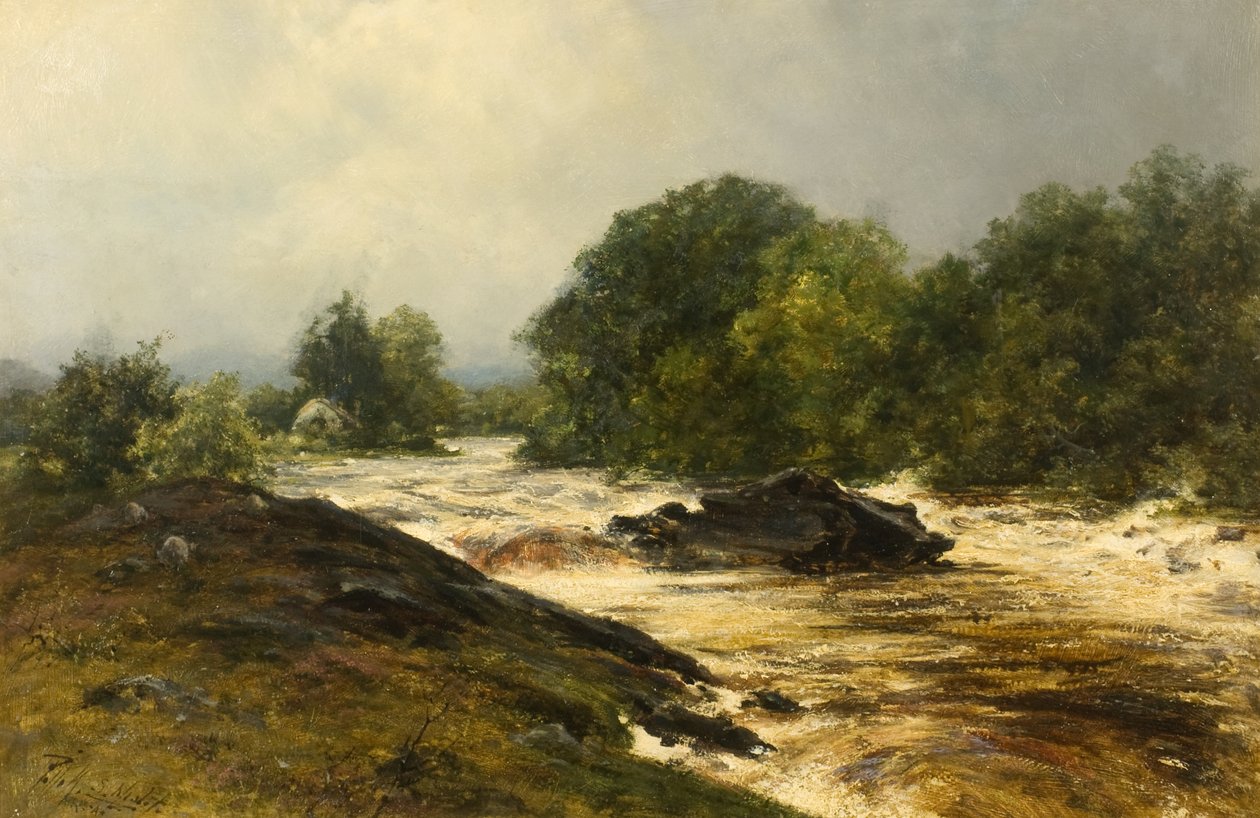 Mødet mellem Tummel og Garry (olie på lærred) af Pollok Sinclair Nisbet