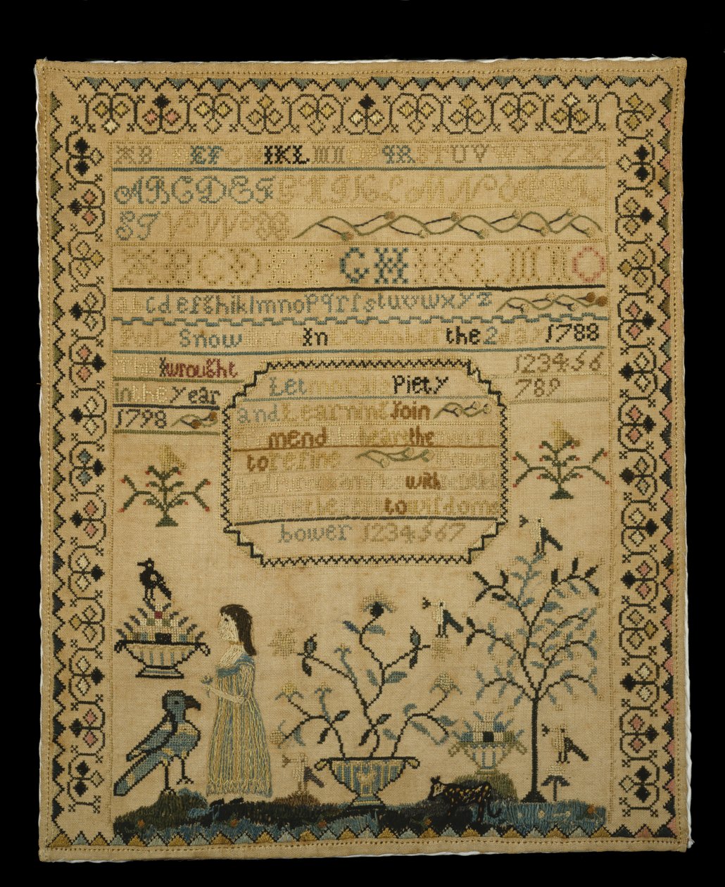 Prøvetager, 1798 (silke på linned) af Polly Snow