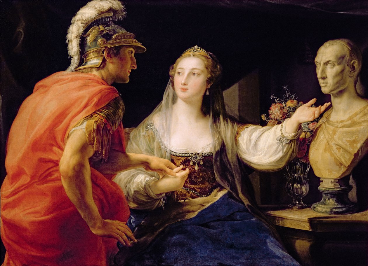 Cleopatra viser Octavius busten af Julius Cæsar af Pompeo Girolamo Batoni