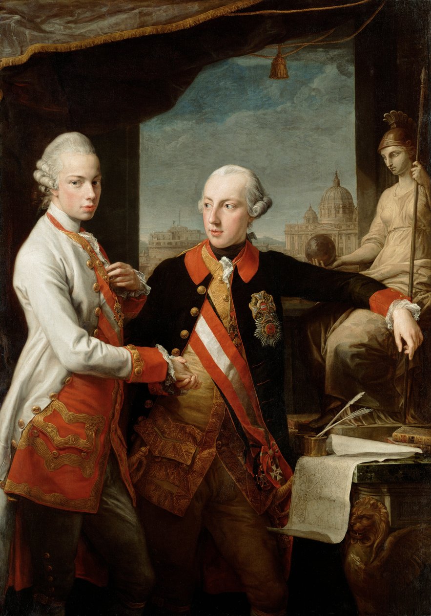 Kejser Joseph II med storhertug Pietro Leopoldo fra Toscana af Pompeo Girolamo Batoni
