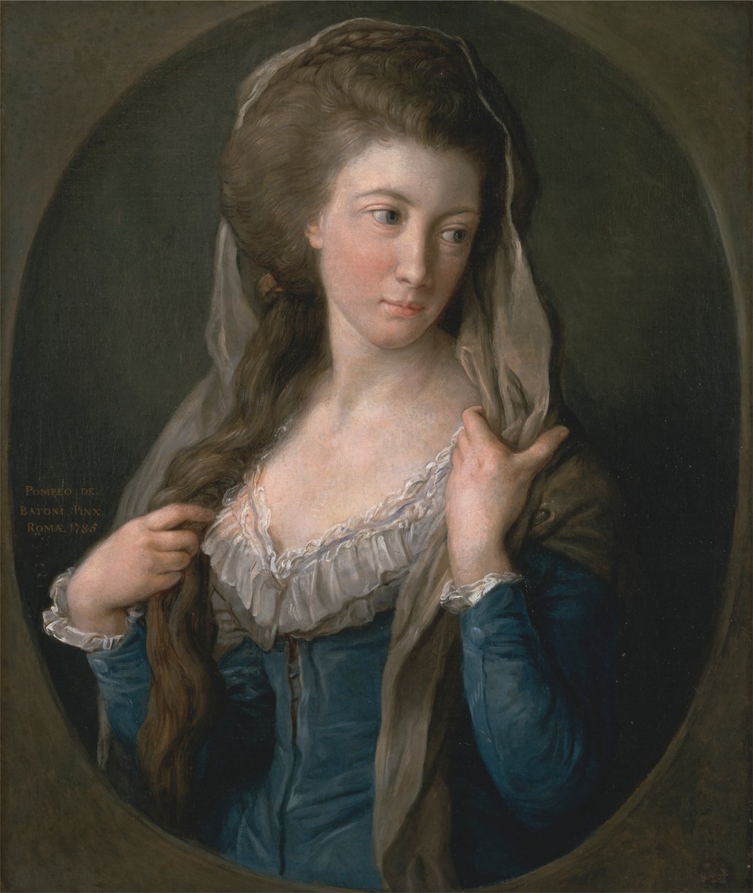 Portræt af en kvinde, traditionelt identificeret som Margaret Stuart, Lady Hippisley af Pompeo Batoni