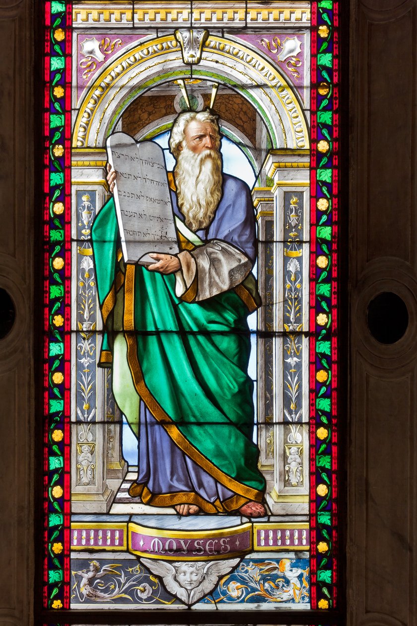 Genova, Duomo (St. Lawrence Cathedral), Johannes Døberens Kapel: farvede glas af Pompeo Bertini af Pompeo Bertini