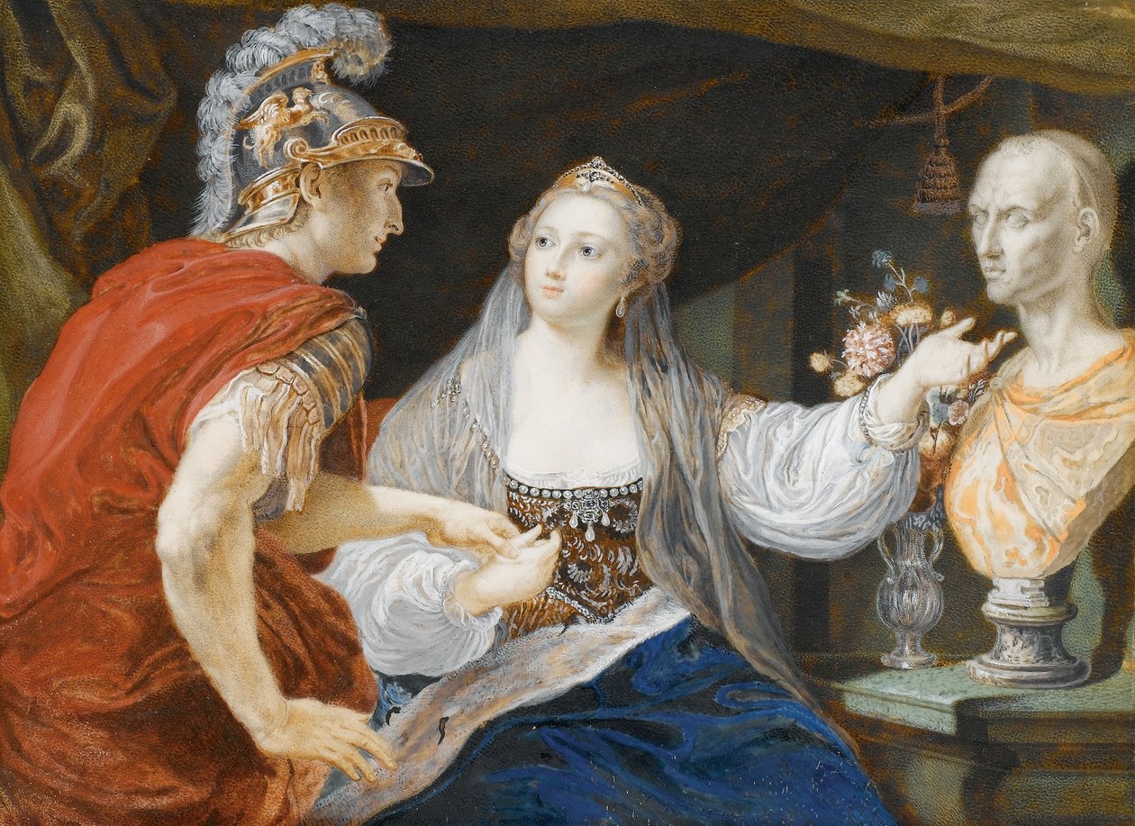 Cleopatra viser Octavius Cæsars buste af Pompeo Girolamo Batoni
