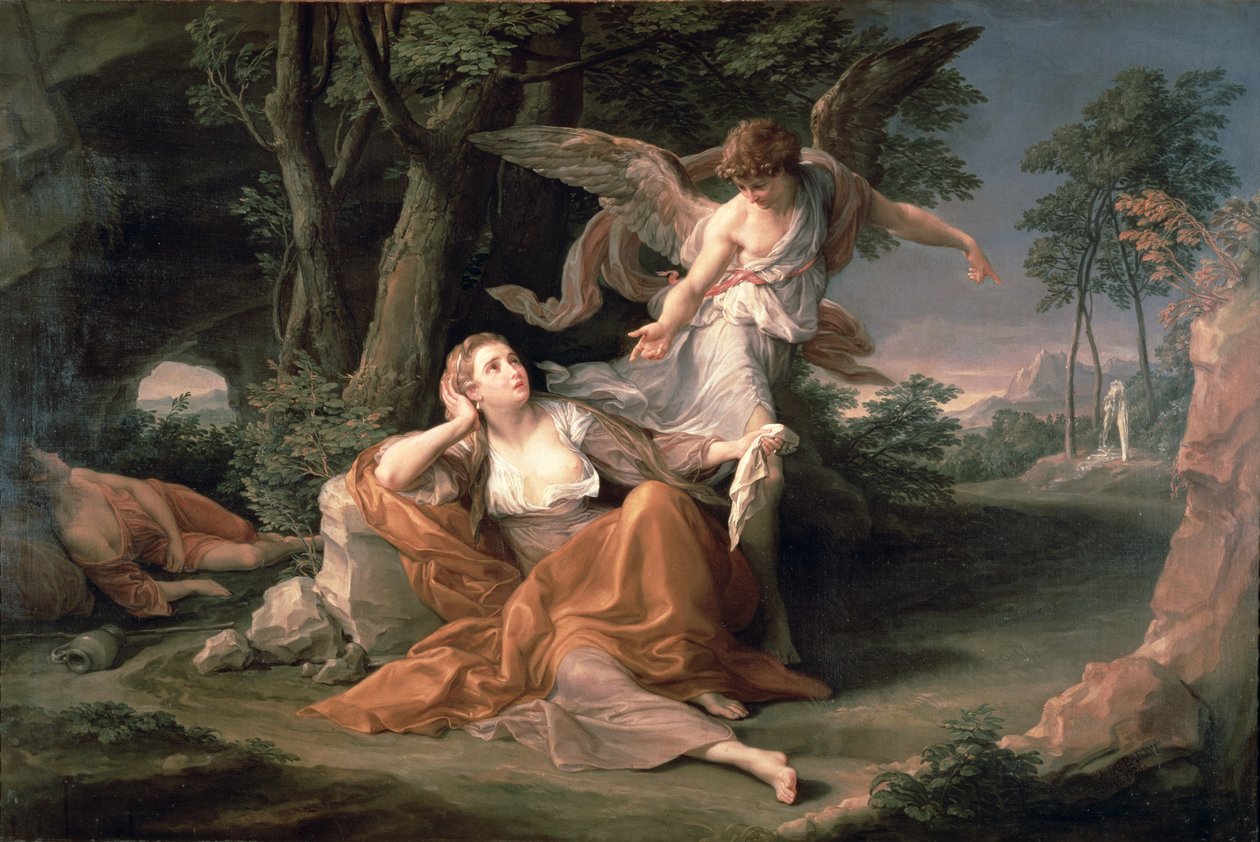 Hagar i ørkenen af Pompeo Girolamo Batoni