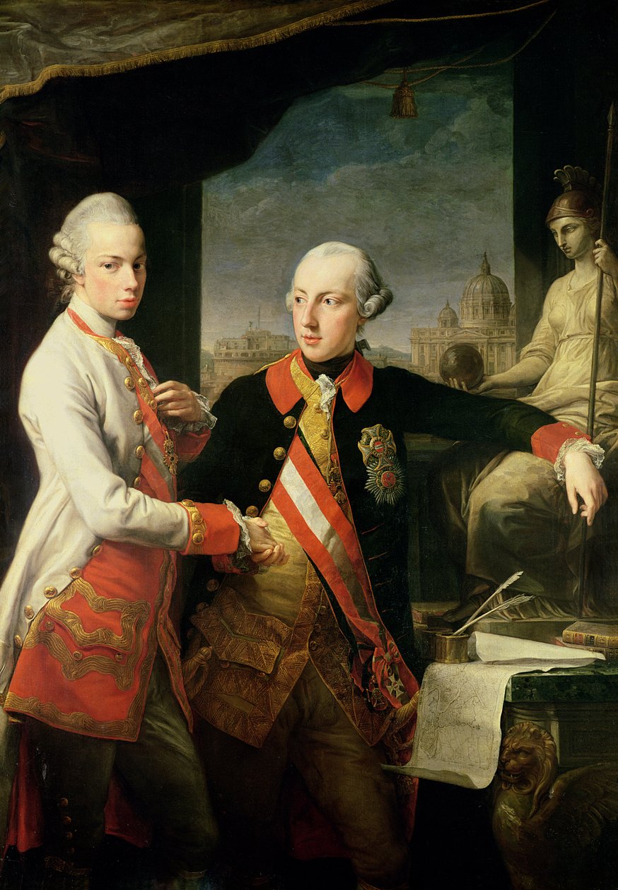 Kejser Joseph II (1741-90) og storhertug Leopold af Toscana af Pompeo Girolamo Batoni