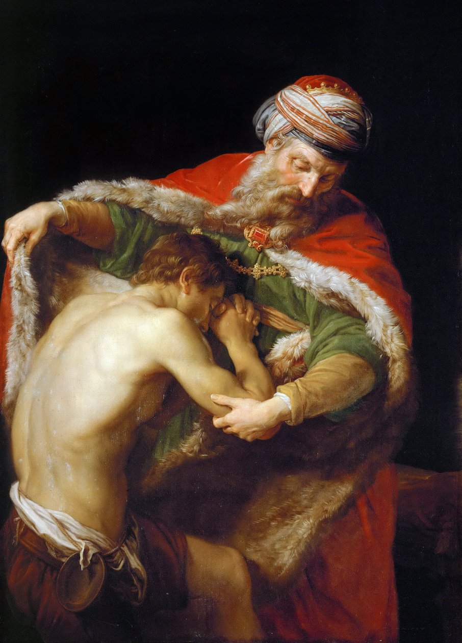 Lignelsen om den fortabte søn - Pompeo Girolamo Batoni (1708-1787). Olie på lærred af Pompeo Girolamo Batoni