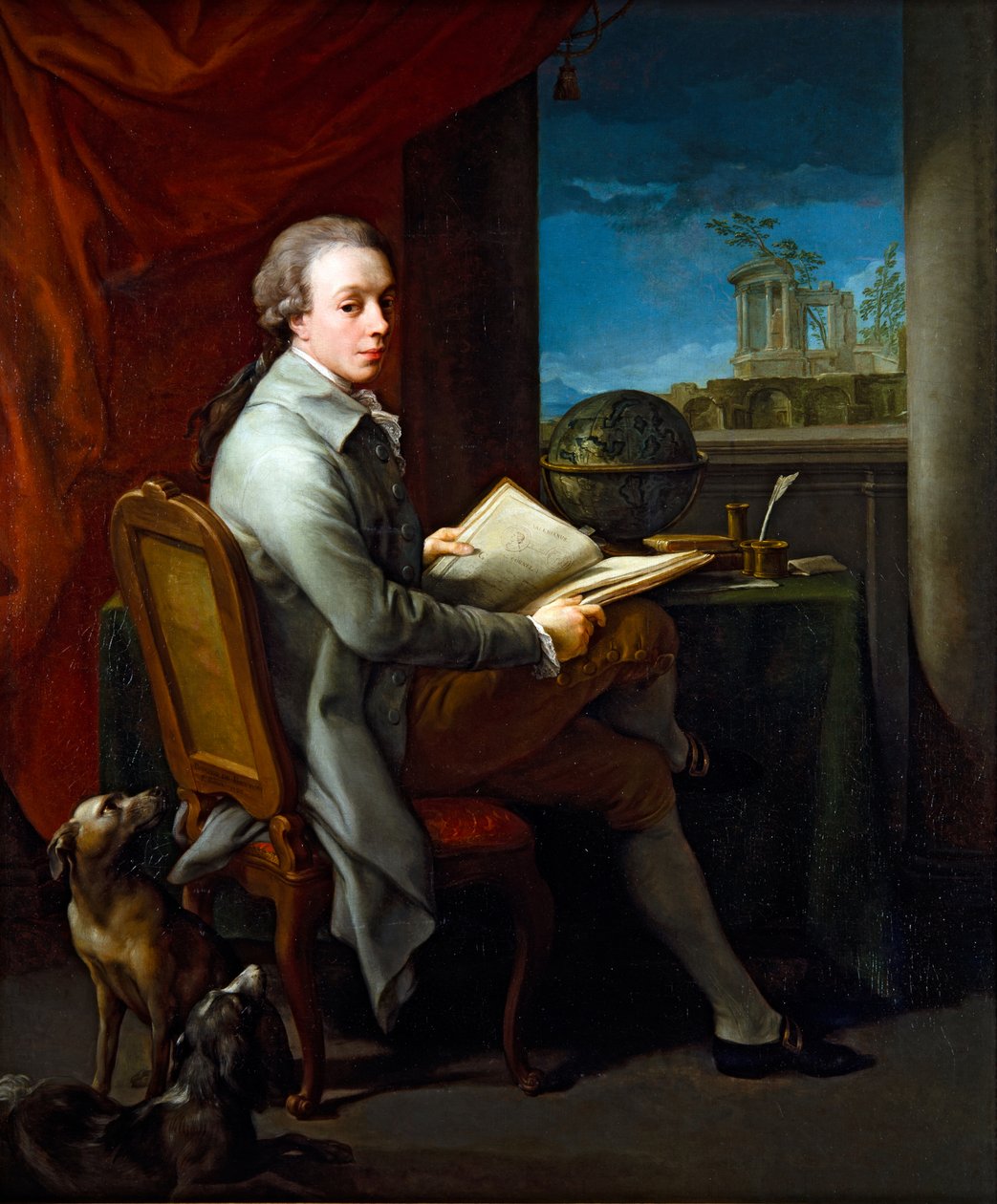 Par af portrætter, Gentleman (på lærred) af Pompeo Girolamo Batoni
