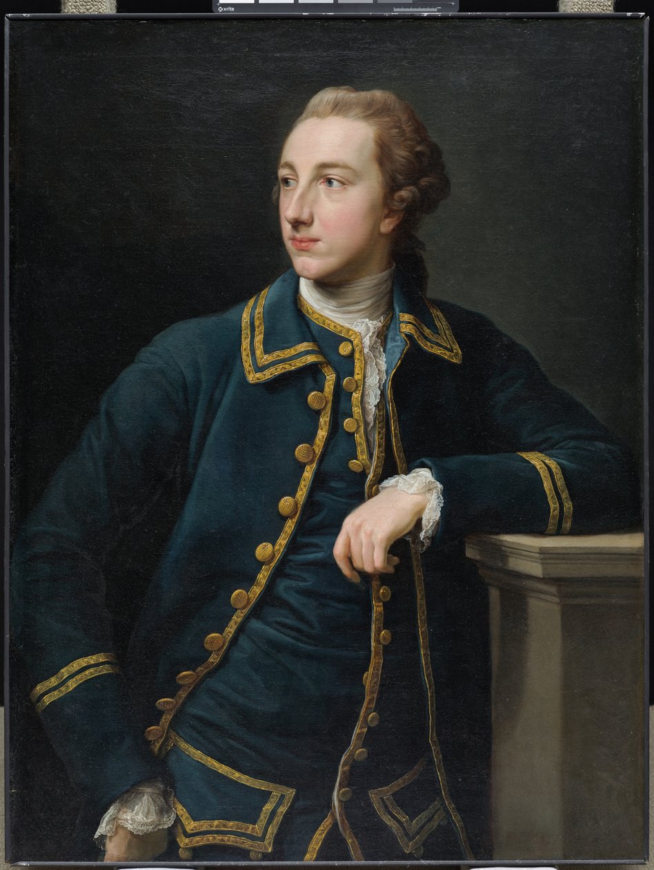 Portræt af en mand i et grønt jakkesæt af Pompeo  Girolamo Batoni
