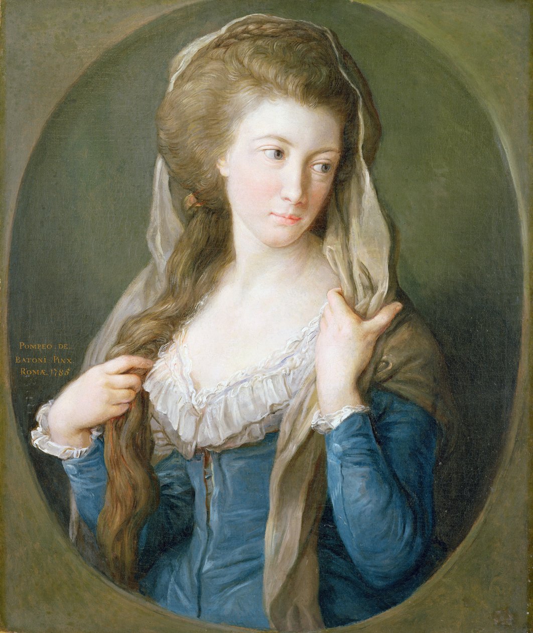 Portræt af en kvinde, traditionelt identificeret som Margaret Stuart, Lady Hippisley af Pompeo Girolamo Batoni