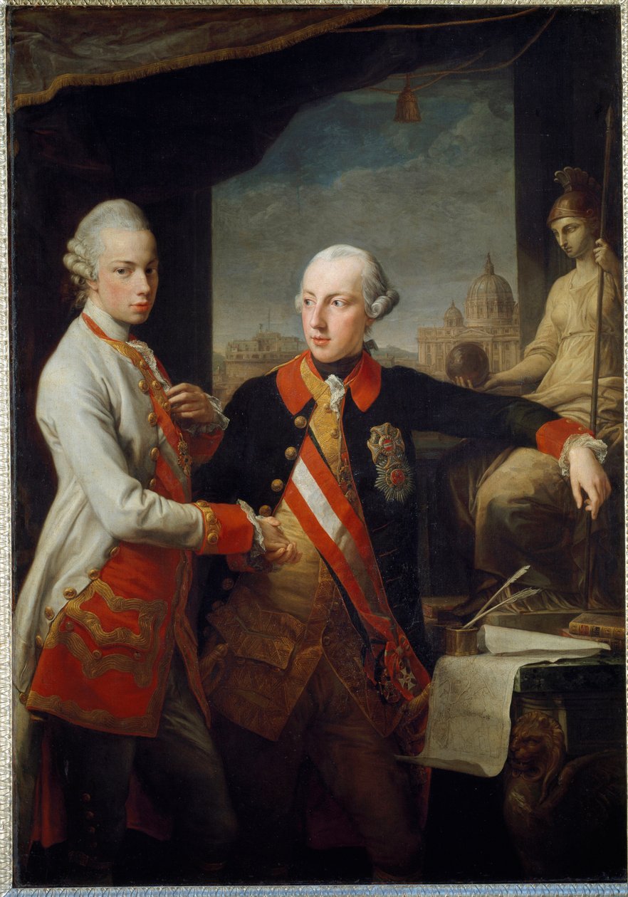 Portrætter af brødrene Leopold II af Habsburg-Lorraine, storhertug af Toscana og Joseph II af Det Hellige Rige af Pompeo Girolamo Batoni