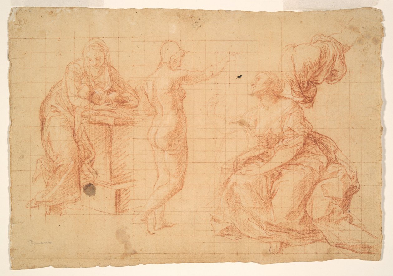 Studien für "Herkules an der Weggabelung" und für die "Geburt Christi" af Pompeo Girolamo Batoni