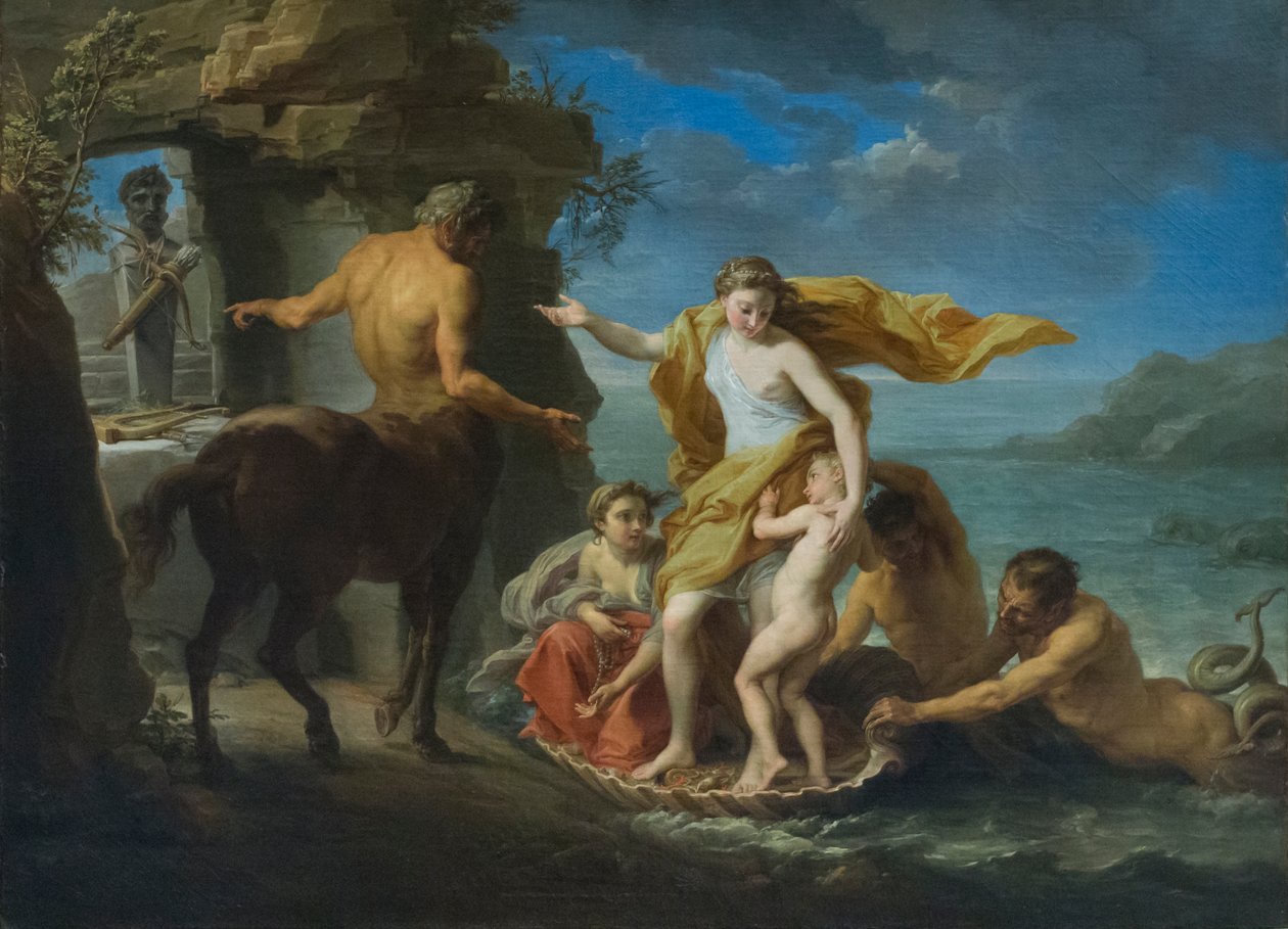 Thetis giver Achilleus til Chiron af Pompeo Girolamo Batoni