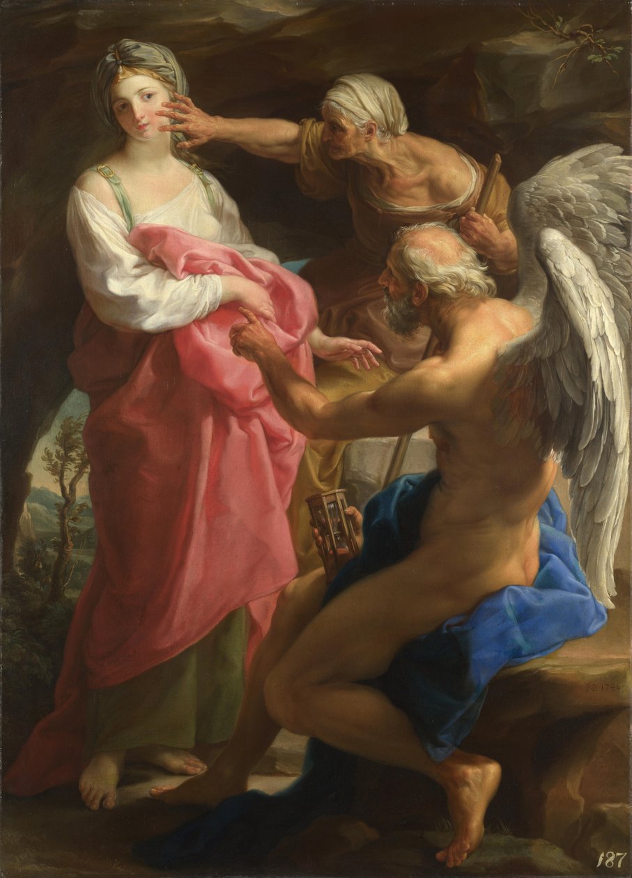 Tiden beordrer Alderdom til at ødelægge Skønhed, 1746 af Pompeo Girolamo Batoni
