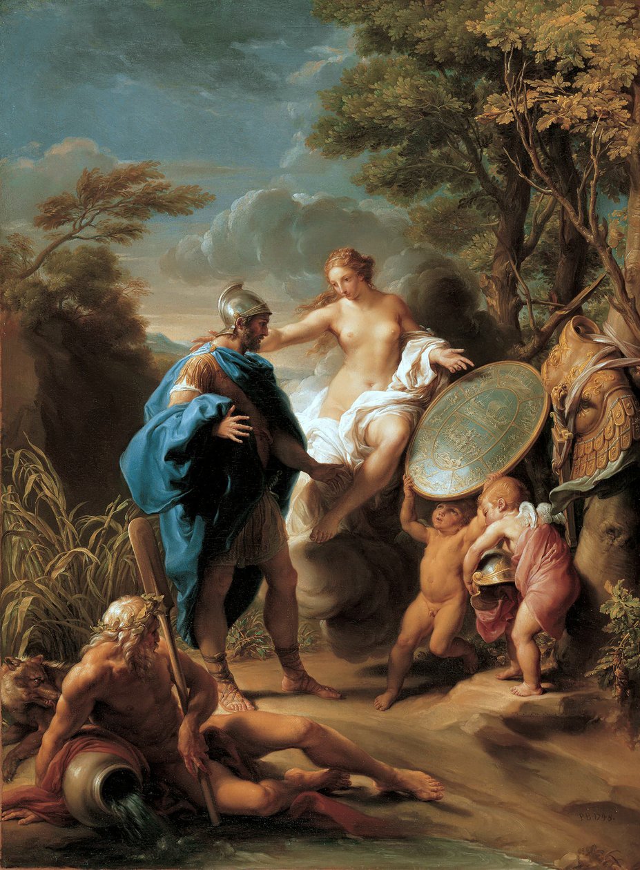 Venus præsenterer Aeneas med rustning smedet af Vulcan af Pompeo Girolamo Batoni