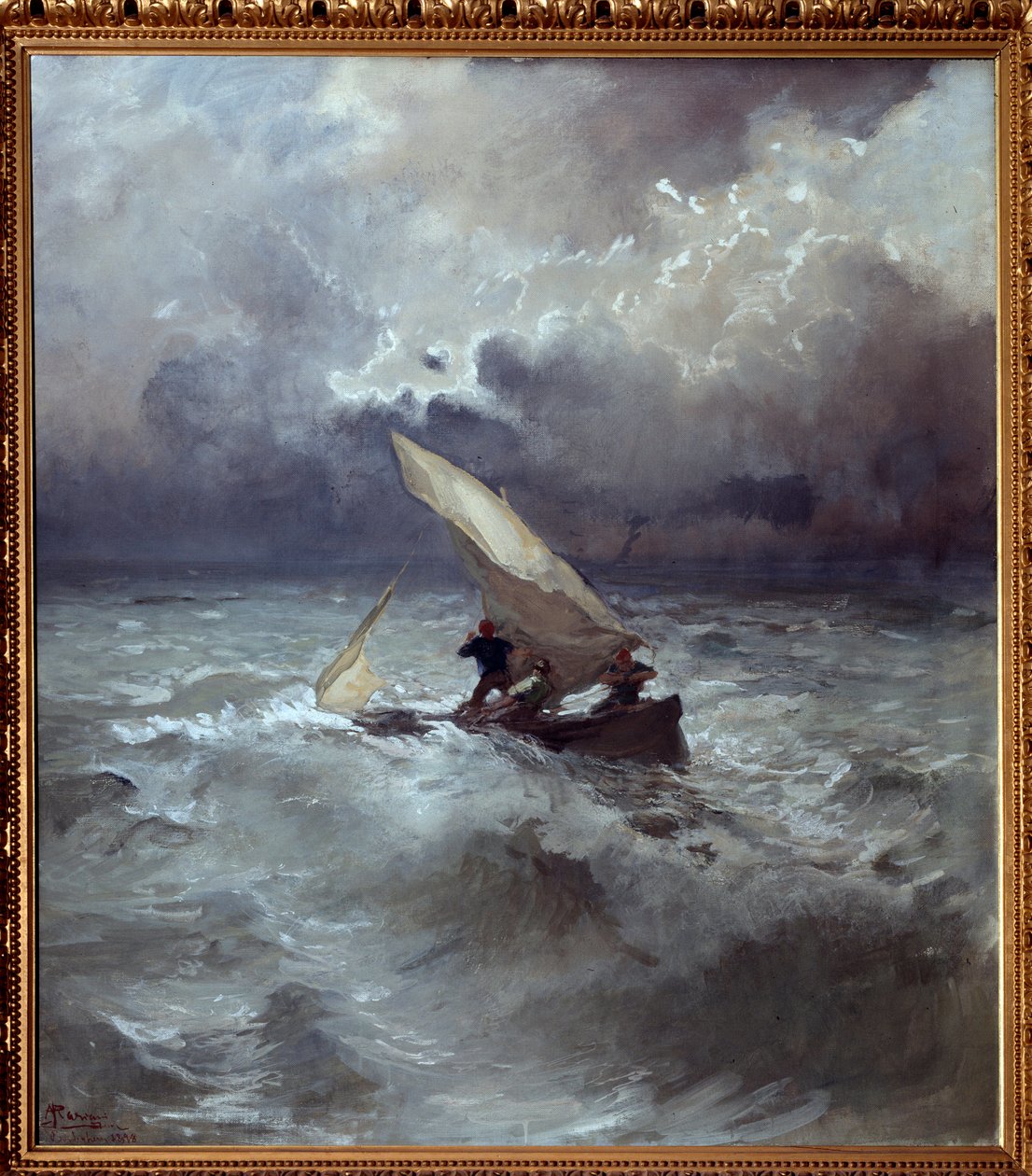Tempete en mer (Storm på havet) Maleri af Pompeo Mariani (1857-1927) 1898 Dim 145x135 cm Genes, Galleria d