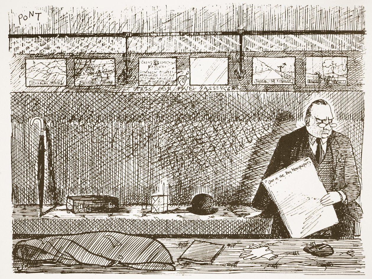 Kærlighed til at rejse alene, illustration fra "Pont: En beretning om den store Punch-kunstners liv og arbejde af Pont