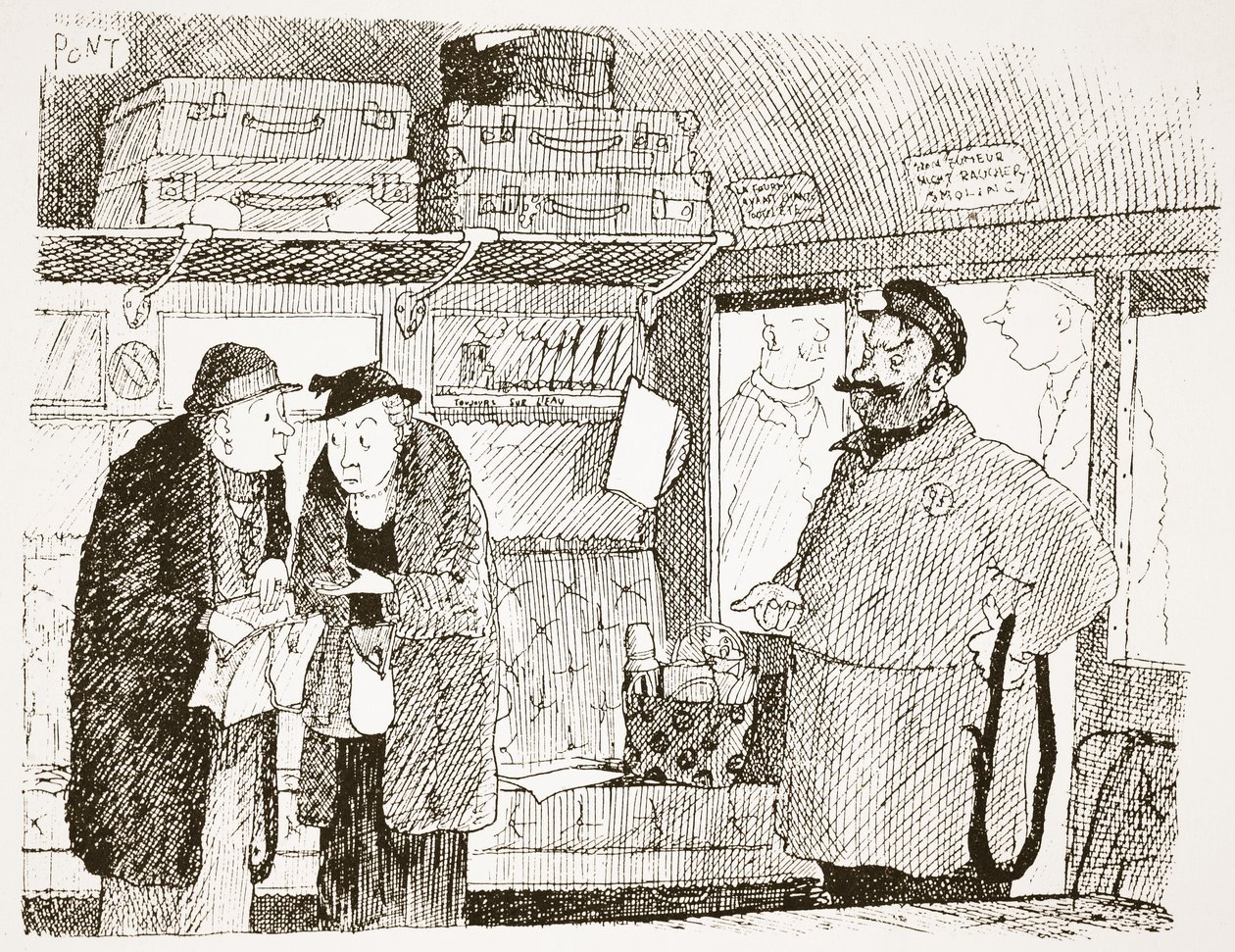 Tendens til at blive generet af udenlandske valutaer, illustration fra "Pont: En beretning om den store Punch-kunstners liv og arbejde af Pont
