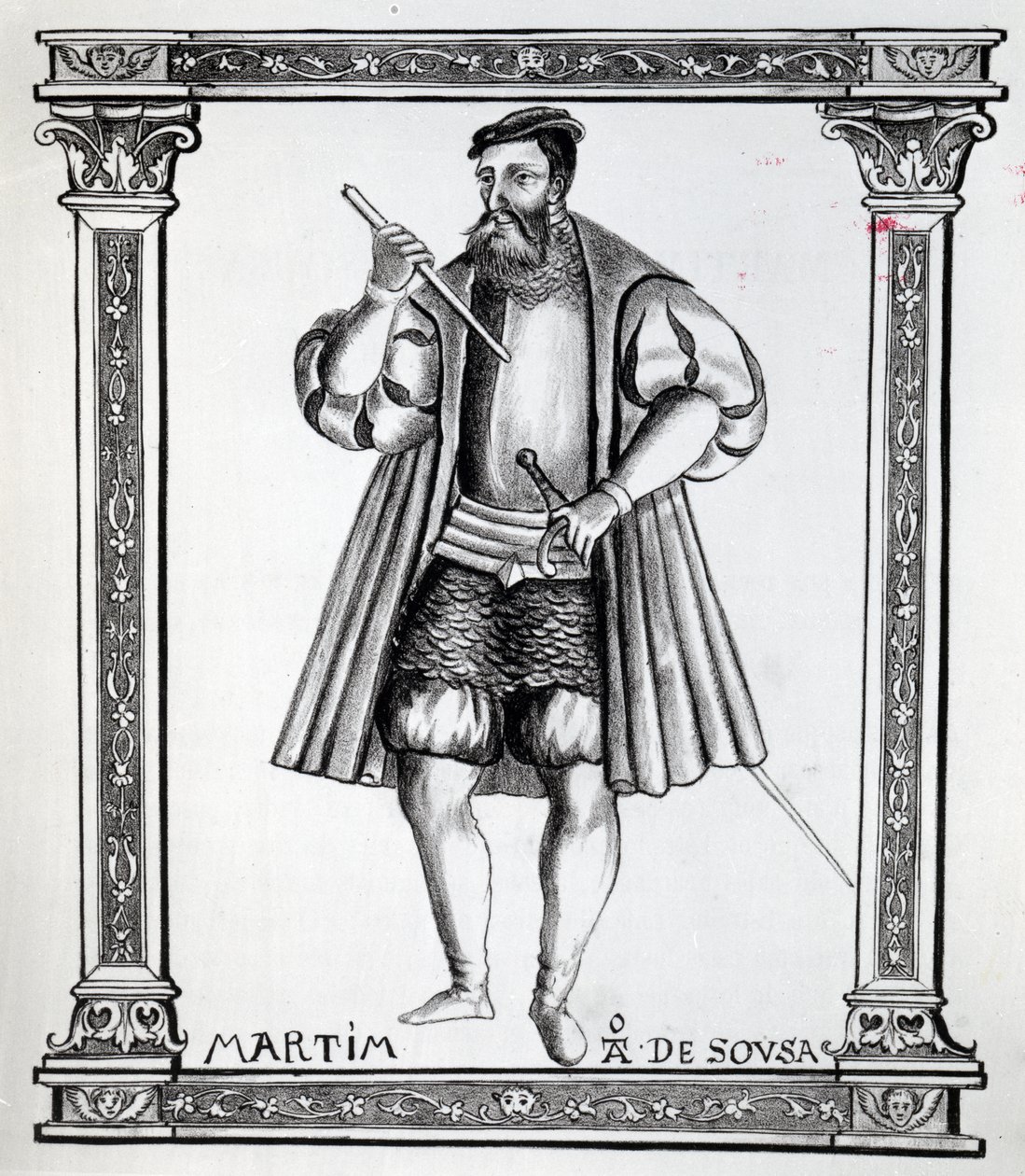 Martim da Sousa, illustration til "Lendas da India" af Gaspar Correia, udgivet ca. 1858-1863 af Portuguese School