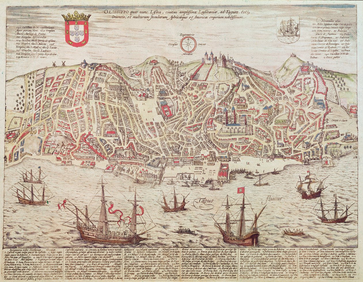 Panorama over Lissabon, 1572 af Portuguese School
