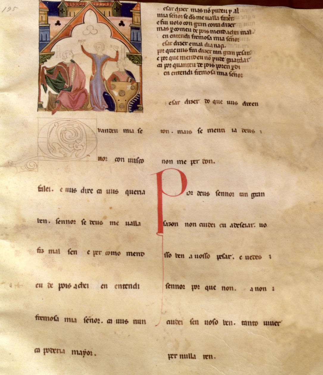 Ajuda Song Verses, Side 195R, 13.-15. århundrede af Portuguese School