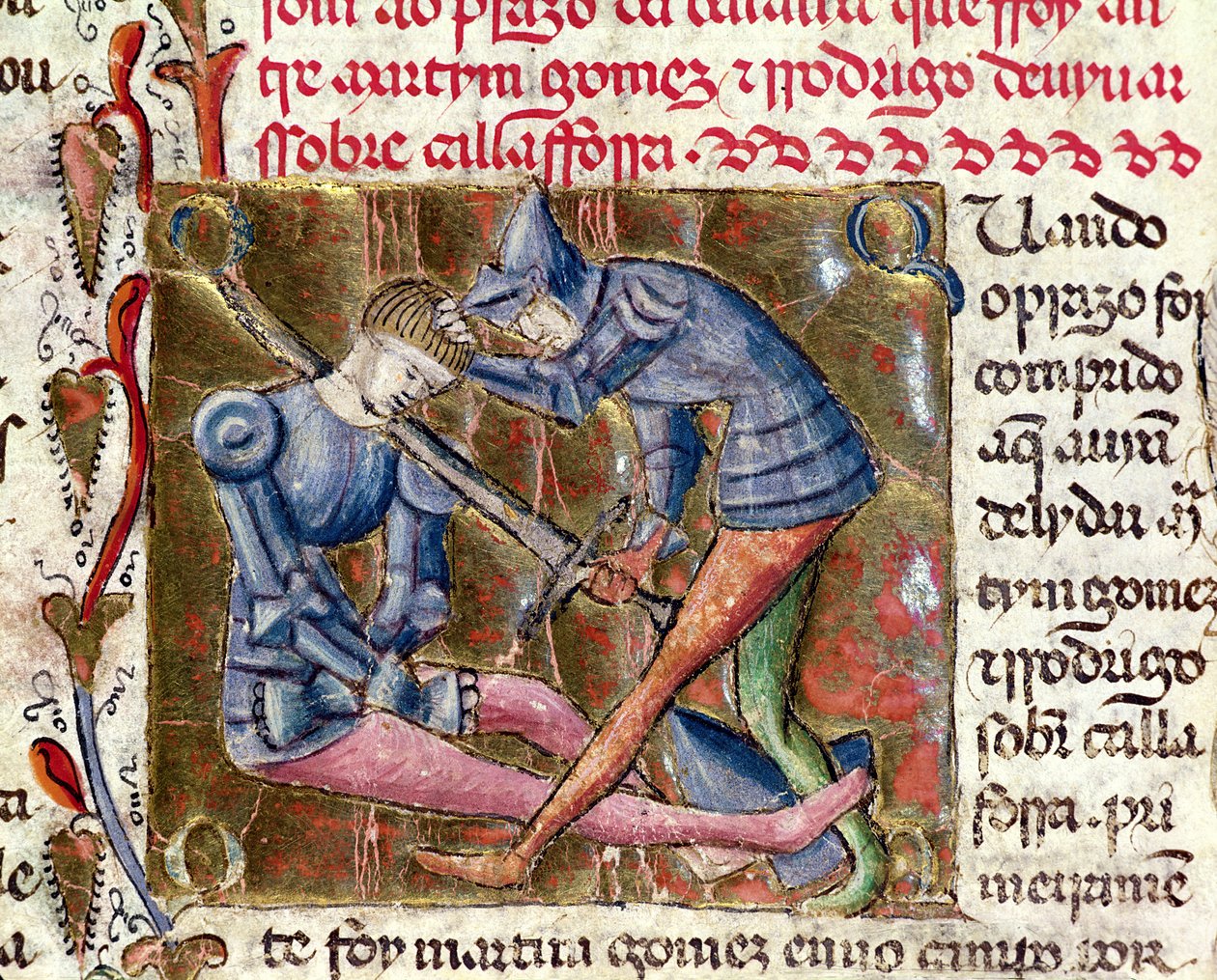 Slaget mellem Martin Gomez og El Cid (ca. 1043-99) fra Chronicles of Spain, 1344 af Portuguese School