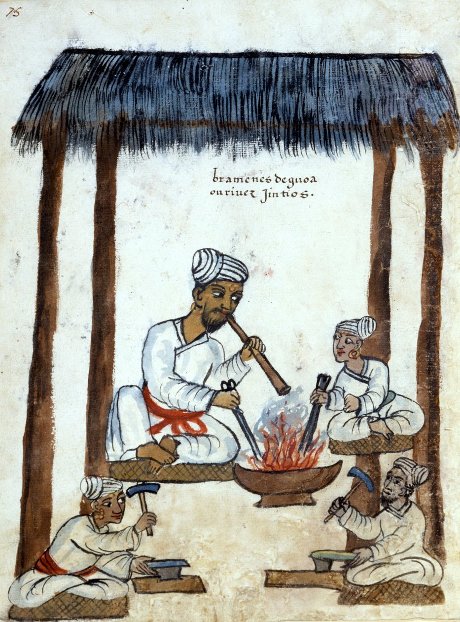Brahman-smede (hinduistisk religion). Portugisisk manuskript fra det 16. århundrede. Rom Bibl. casanatense af Portuguese School