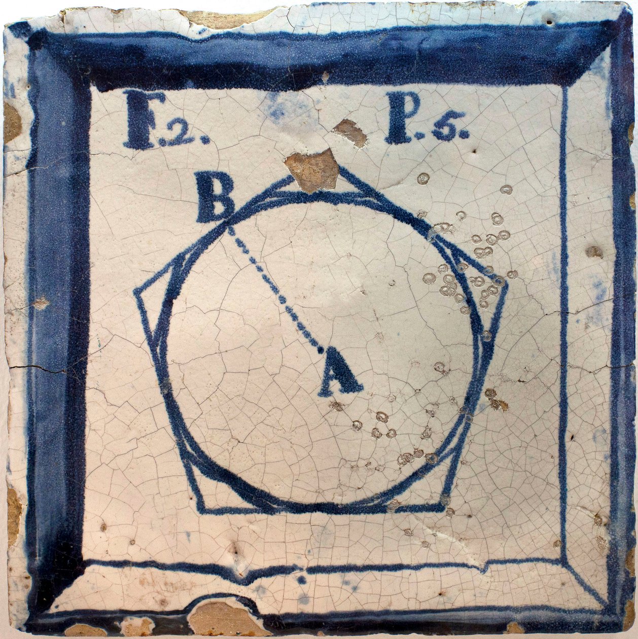 Geometrisk skema af en femkant, tinglaseret lertøj, Lissabon anden halvdel af 1700-tallet - Musee national des azulejos, Lissabon (Portugal) af Portuguese School