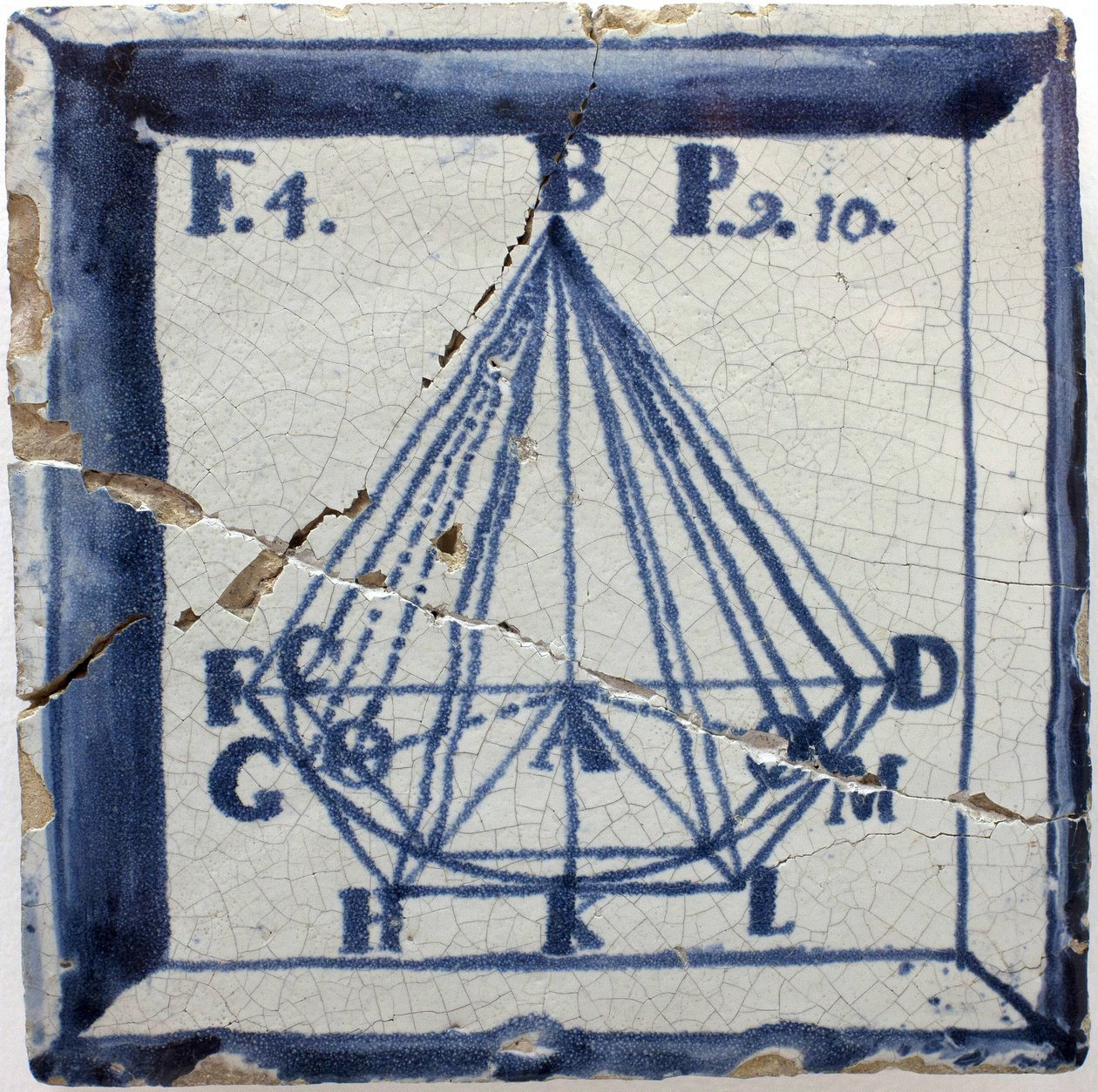 Geometrisk skema af en pyramide, tinglaseret lertøj, Lissabon anden halvdel af 1700-tallet - Musee national des azulejos, Lissabon (Portugal) af Portuguese School