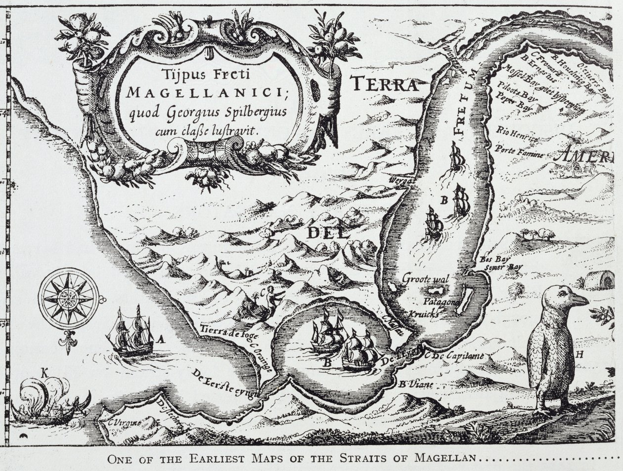 Et af de tidligste kort over Magellan-strædet, fra 