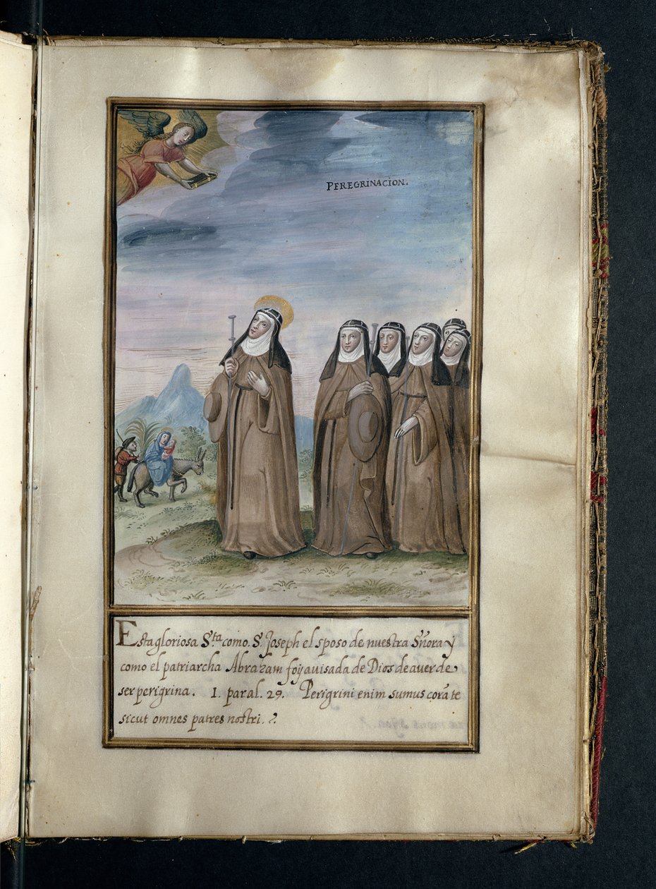 Pilgrimsrejse, fra en historie om Syon Nonnernes vandringer, samlet i Lissabon i begyndelsen af det 17. århundrede af Portuguese School