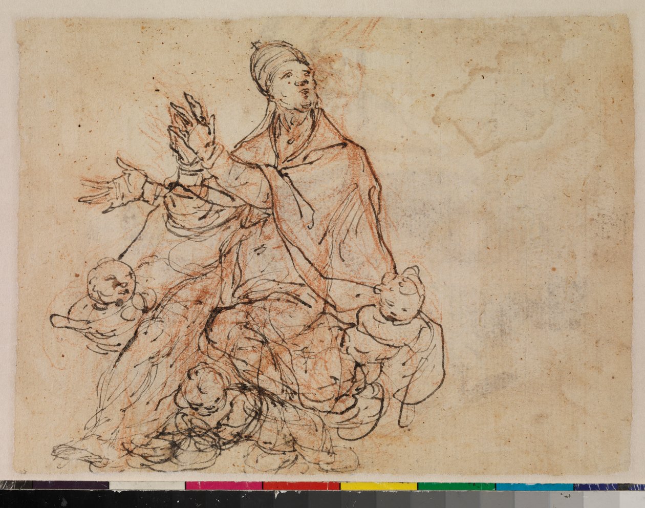 Study for the apotheosis of a bishop saint, verso, 1675-99dani af Portuguese School