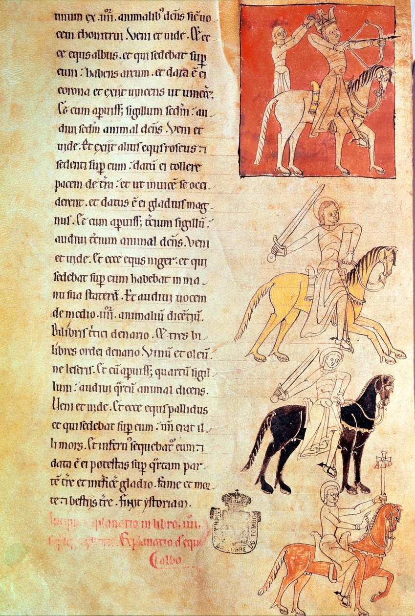 Apokalypsens fire ryttere, fra Apokalypsen St. Jean de Lorvao af Portuguese School