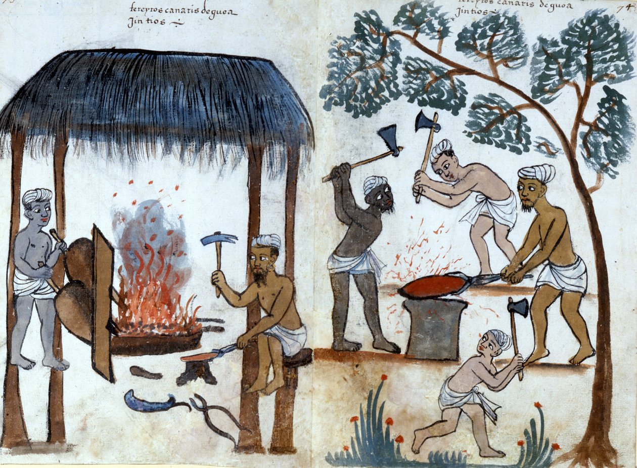 Den primitive indiske metallurgi. Portugisisk manuskript fra det 16. århundrede. Rom, Bibl. Casanatense. af Portuguese School