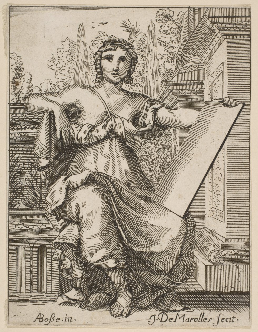Siddende kvinde holder en tablet, slutningen af det 17., midten af det 18. århundrede. af Possibly by Jean Antoine de Maroulles
