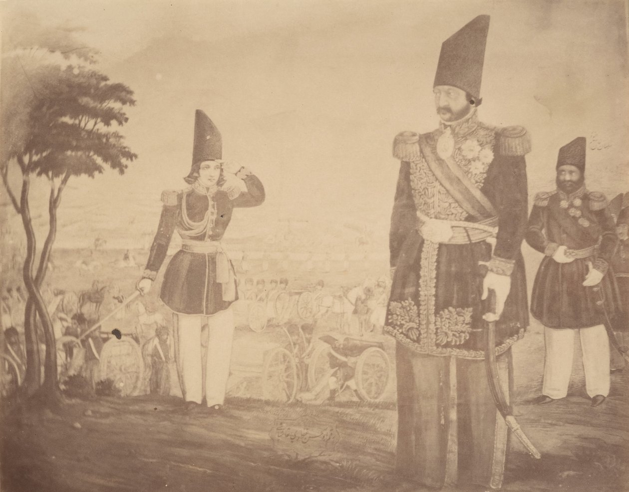 [En persisk revy i et maleri, der engang tilhørte Ardeshir Mirza, kongens onkel.], 1840