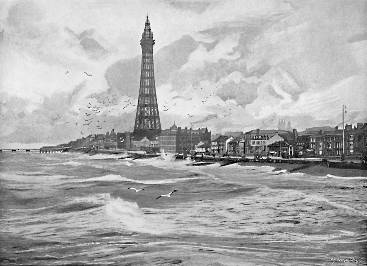 Blackpool med dets Eiffeltårn, c1896 af Poulton and Co