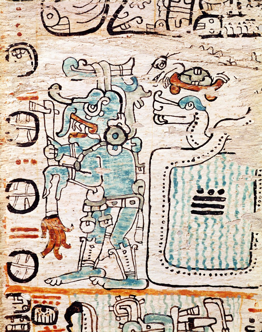Detalje fra en Maya-codex af Pre Columbian