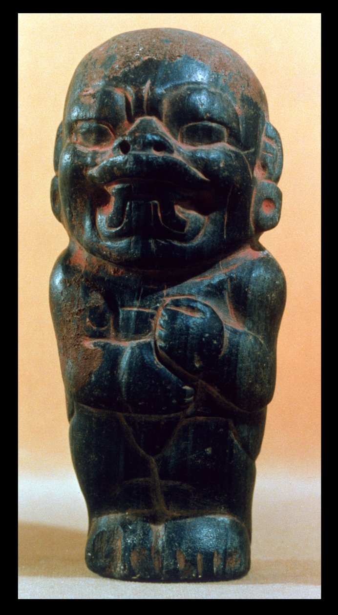 Figur med hovedet af en Jaguar, fra Olmec Culture, 3000-1000 f.Kr. (keramik) af Pre Columbian