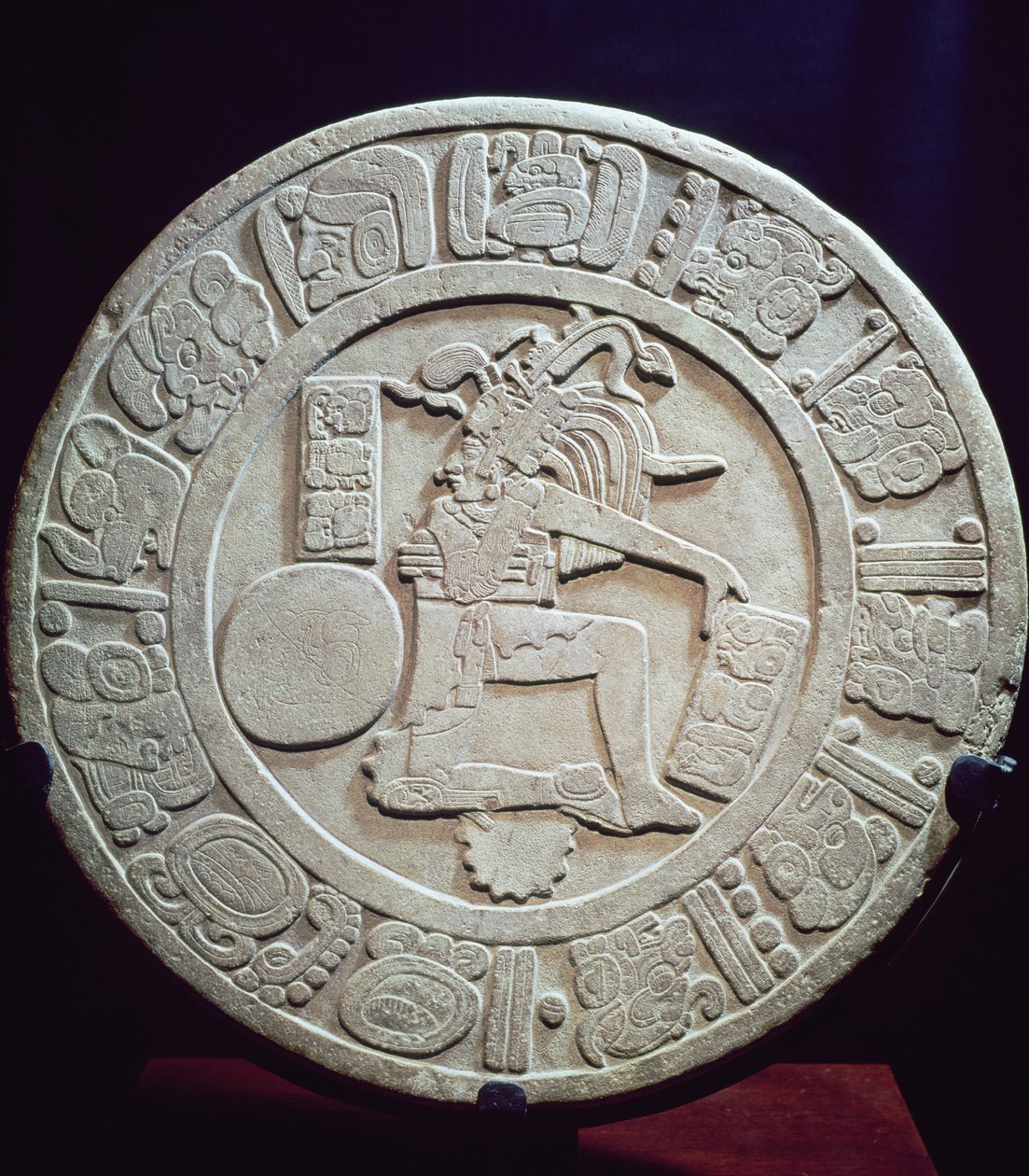 Maya boldbane markeringsmærke, fra Chinkultic, Chiapas, 590 e.Kr. (kalksten) af Pre Columbian